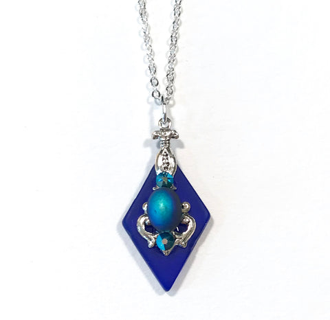 Cobalt Blue Necklace - 18 inch Chain