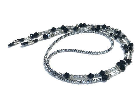 Eyeglass Chain or Holder - Metallic Silver with Black