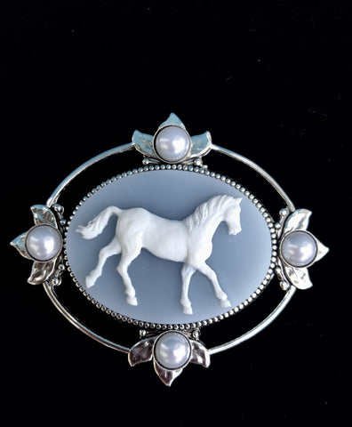 Horse Brooch or Pendant - Horse Jewelry - Cameo