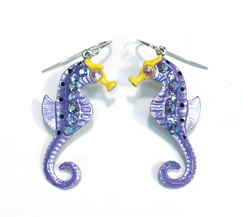 Seahorse Earrings - Seahorse Jewelry - Purple - Hurstjewelry
