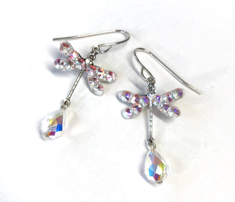Dragonfly Earrings - Crystal AB - Dragonfly Jewelry