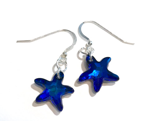 Bermuda Blue Swarovski Crystal Starfish Earrings - Hurstjewelry