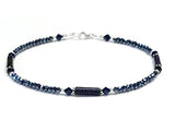 Midnight Blue Anklet - Blue Goldstone - Sterling Silver - Anklet for Women - 9 - 10 - 11 - 12 Inch