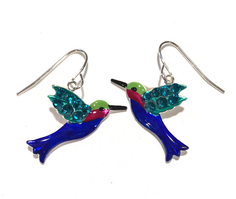 colorful hummingbird earrings