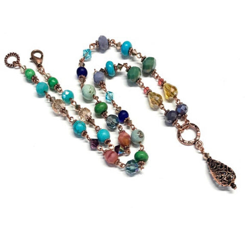 Hand Linked Beaded Copper Necklace