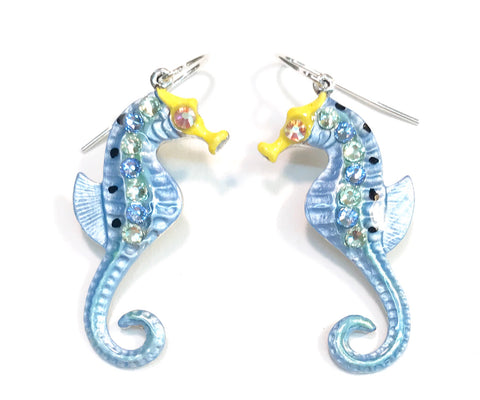 Seahorse Earrings - Seahorse Jewelry - Light Blue - Hurstjewelry