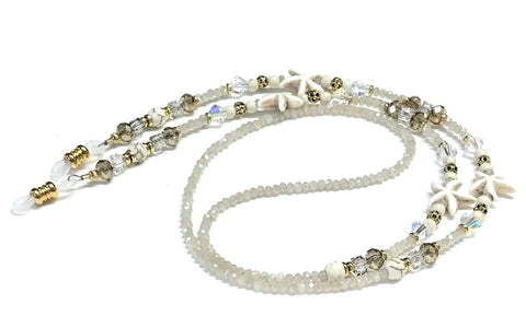 neutral color eyeglass chain with starfish beads
