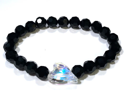 Wild Heart Crystal Bracelet - Crystal AB and Jet - Stretch