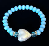 Aqua Blue Chunky Heart Bracelet