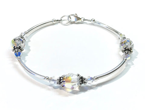 Crystal AB Swarovski Crystal Sterling Silver Bracelet - Hurstjewelry