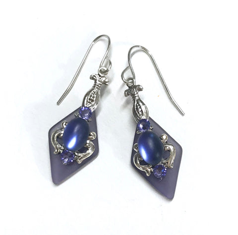 Muted Purple Earrings - Sterling Silver Earwires