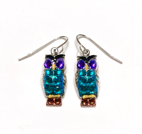 Owl Earrings - Hand Painted - Colorful Earrings - Hurstjewelry