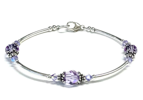 Violet Crystal Sterling Silver Bracelet
