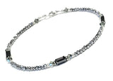 Metallic gray crystal ankle bracelet