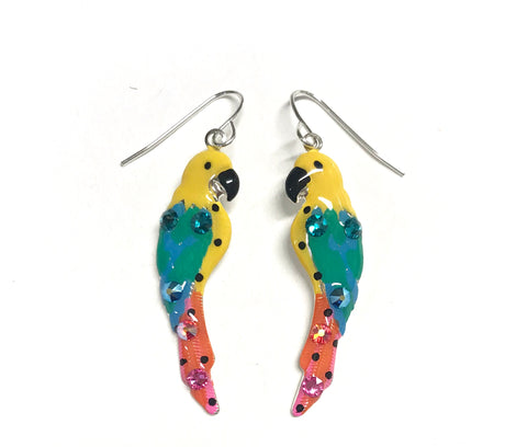 Parrot Earrings - Yellow with Bright Colors