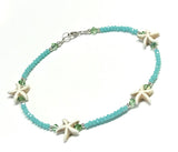 Starfish Ankle Bracelet - Seafoam - Sterling Silver - Anklet for Women - Beach Anklet