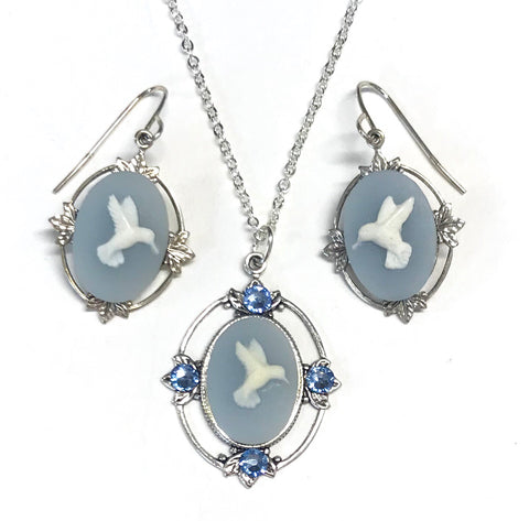 Hummingbird Necklace and Earrings Set