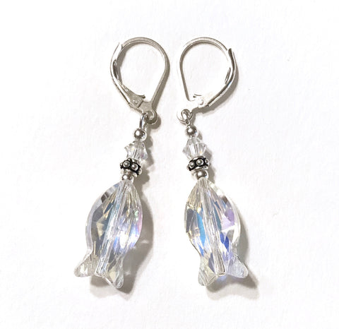 Crystal AB Fish Earrings - Hurstjewelry