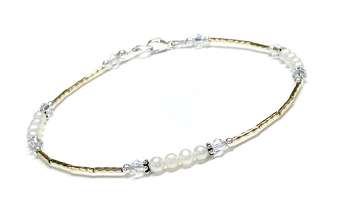 Pearl and Crystal Ankle Bracelet - Bridal Anklet