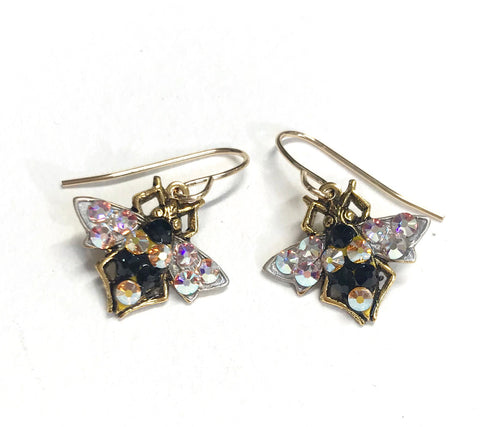 Crystal Bee Earrings - Nature Jewelry