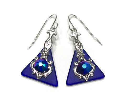 Cobalt Blue Glass Earrings - Hurstjewelry