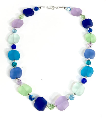 Coastal Inspired Glass and Crystal Necklace