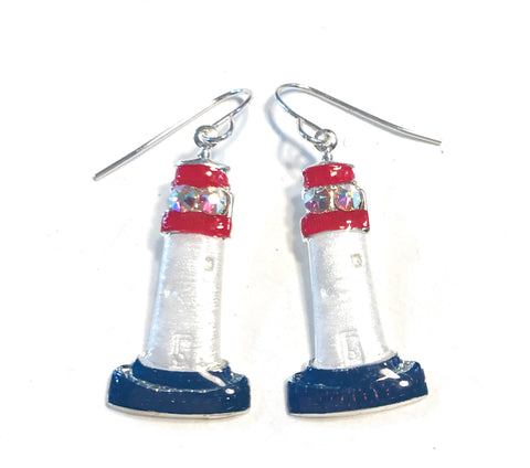 Lighthouse Earrings Red White and Blue - Hurstjewelry