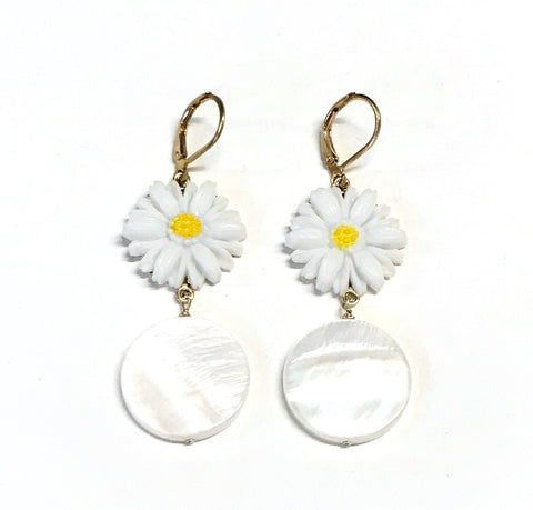 Daisy and Mother of Pearl Earrings
