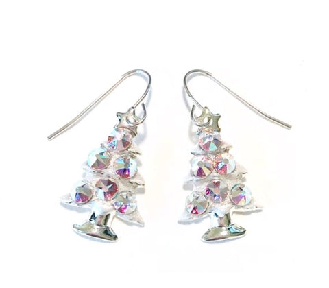 christmas tree earrings with crystals