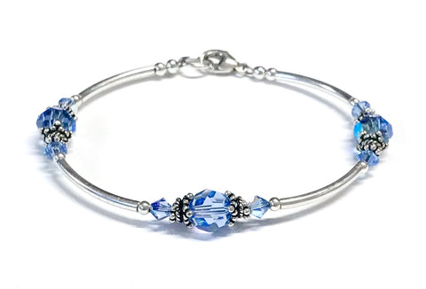 Light Sapphire Crystal Sterling Silver Bracelet