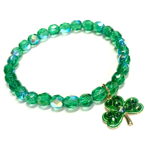 Shamrock Bracelet - Green - Stretch Bracelet