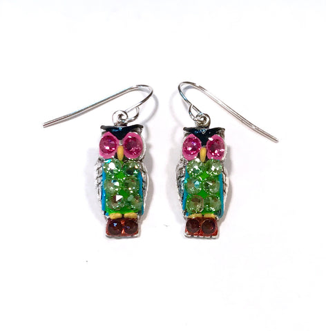 Owl Earrings - Hand Painted - Colorful Earrings