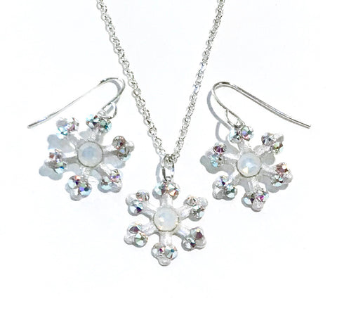 snowflake necklace and earrings set