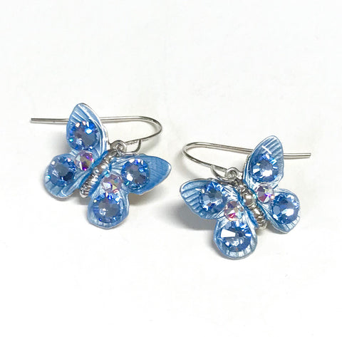 Butterfly Earrings - Butterfly Jewelry - Light Sapphire Crystal