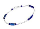 Cobalt Blue Ankle Bracelet - Sterling Silver - 9 - 12 Inches Available