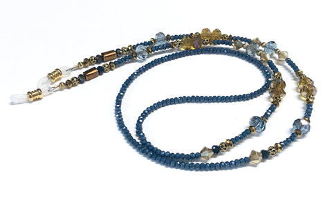 Eyeglass Chain or Holder - Denim Blue Color Beaded