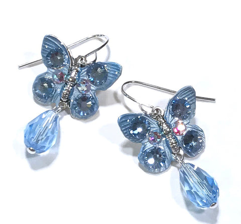 Butterfly Earrings Light Sapphire Crystal
