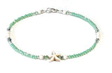 Light Green Starfish Ankle Bracelet - Beach Anklet - Sterling Silver  - Coastal Anklet