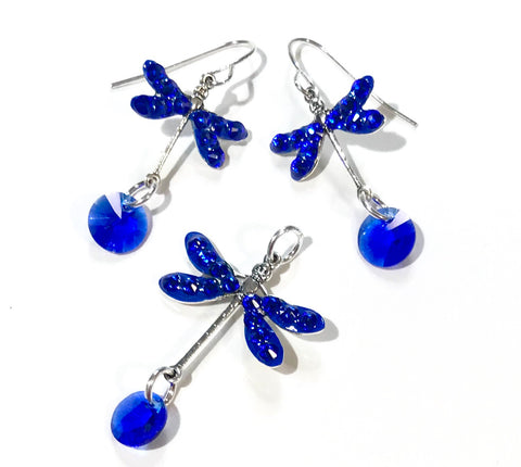Dragonfly Earrings and Pendant Set - Hurstjewelry