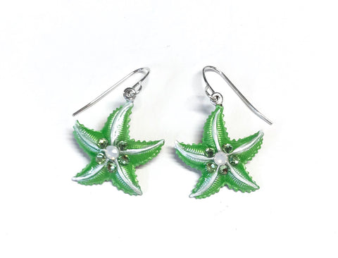 Starfish Earrings - Hand Painted Citrus Green