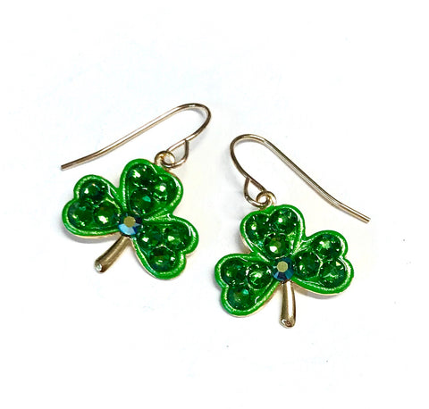 Shamrock earrings with crystsl  accents