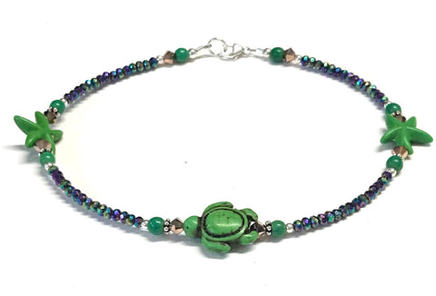 green turtle and starfish anklet 